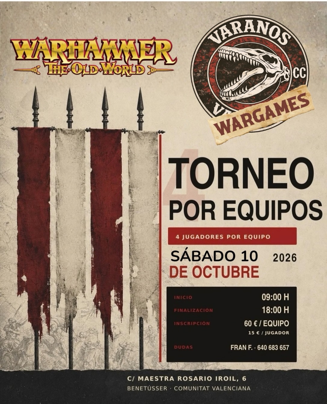 Torneo The Old World por equipos Varanos Wargames 2026