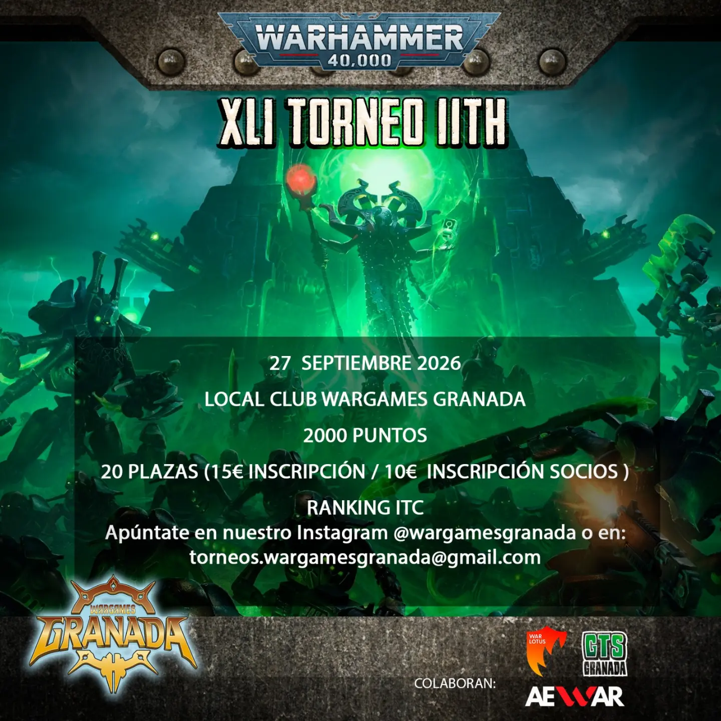 XLI Torneo Warhammer 40.000 Wargames Granada - Septiembre 2026
