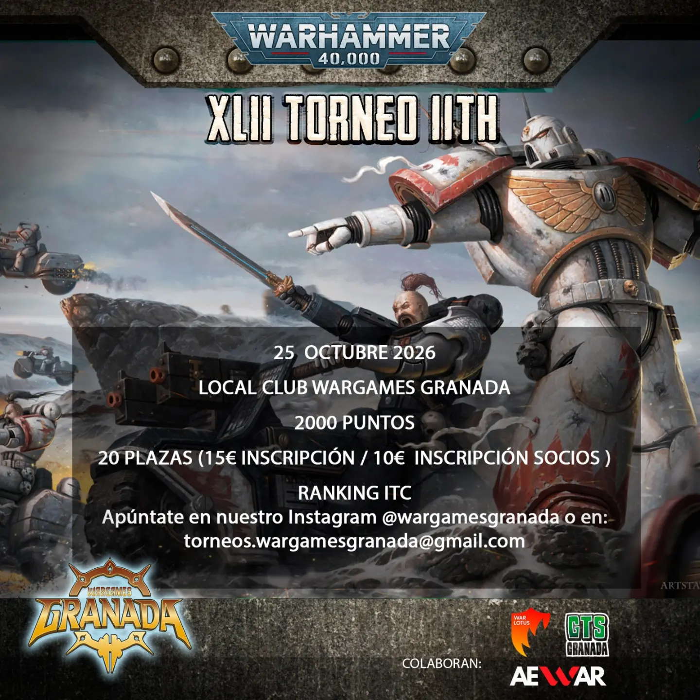 XLII Torneo Warhammer 40.000 Wargames Granada - Octubre 2026