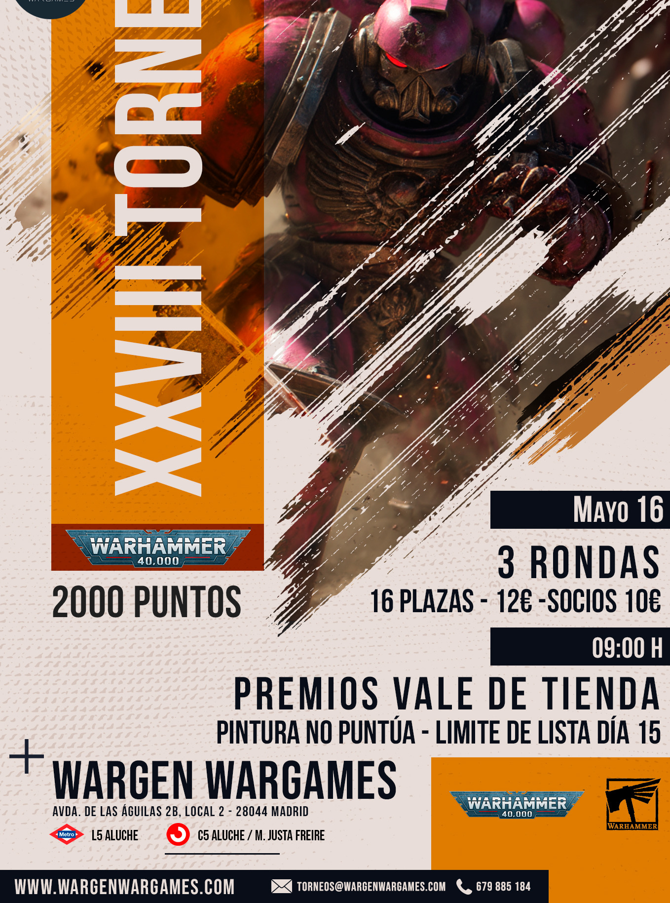 XXVIII Torneo Warhammer 40K Wargen Wargames - Mayo 2026