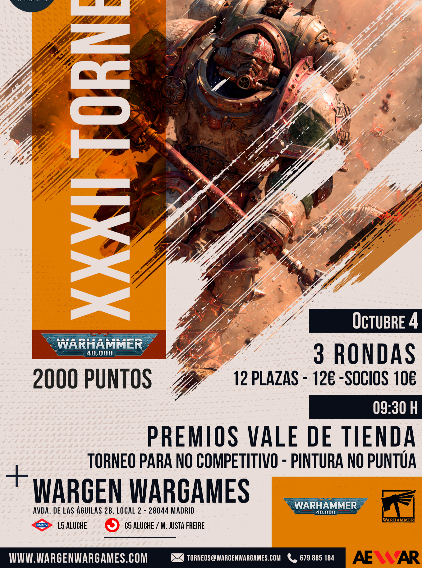 XXXII Torneo Warhammer 40K Wargen Wargames - Octubre 2026